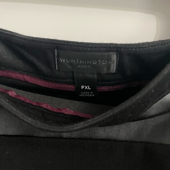 Worthington Black Pencil Skirt with Vegan Leather Detail - Picture 2 of 5